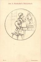 Cukorsüveg, kisfiú, Aus A. Hendschel's Skizzenbuch No. 41., Aus A. Hendschel's Skizzenbuch No. 41. 'Zuckerlecker' / sugar loaf
