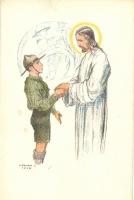 Scout with Jesus Christ 'Magyar Cserkészszövetség Nagytábortanács 1926' s: Márton L. (EK)