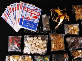 Cipősdoboznyi ékszer és ékszeralkatrész, hobbikellék (táska- és cipőkellék, gyöngy, ruhafesték, stb....