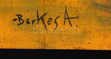 Berkes jelzéssel: Sugárút. Olaj, fa lemez, sérült, 52×70 cm