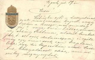 Nemzeti Áldozatkészség Szobor segélylap, címer / Hungarian military charity card, coat of arms Emb. (wet damage)