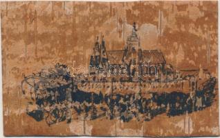 Praha, Prag; castle, hand-painted, wooden card
