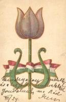 'Hazai ipar, Athenaeum Rt. Sor. 302/5' Hungarian flag with tulip litho (EK)
