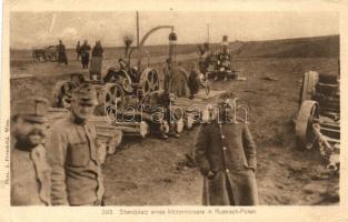 393. Standplatz eines Motormörsers in Russisch-Polen / motor mortar in Russian Poland, J. Perscheid photo (fa)