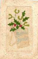 New Year, basket textile card (b)