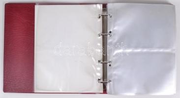 Lindner Lotus 5800 képeslap berakó 50 db kettes osztású lappal (100/200 férőhely) bordó gyűrűs borít...