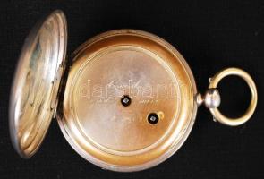 cca 1890 Ezüst (Ag) kulcsos zsebóra, számlapja kissé repedt, br: 75,7 g / Silver pocket watch
