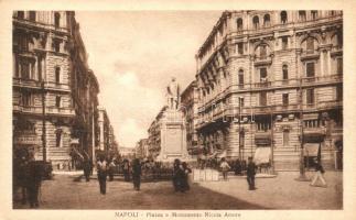 Naples, Napoli; Piazza e Monumento Nicola Amore / square, monument, shop of M. Berardin