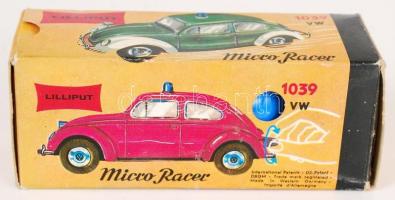Régi Lilliput Micro-Racer 1039VW felhúzhatós kisautó eredeti dobozában kulccsal