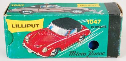 Régi Lilliput Micro-Racer Porsche 1047 felhúzhatós kisautó eredeti dobozában kulccsal
