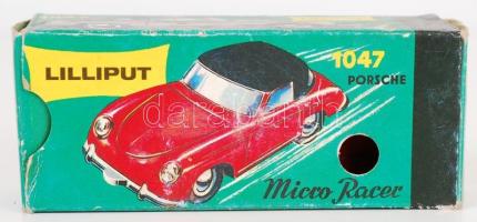Régi Lilliput Micro-Racer Porsche 1047 felhúzhatós kisautó eredeti dobozában kulccsal