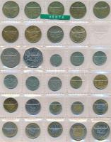 Vegyes afrikai fémpénz gyűjtemény 34db berakólapon, közte szváziföldi, burundi, kenyai, eritrai pénz...