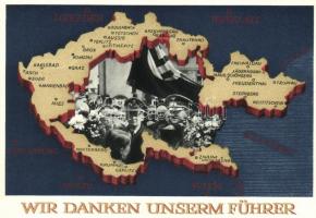 Wir danken unserem Führer / Third Reich map, NS propaganda, Ga.