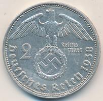 Német 3. Birodalom 1938D 2M Ag "Hindenburg" tanúsítvánnyal! T:2,2- karc German Third Reich 1938D 2 Marks Ag "Hindenburg" with certificate C:XF,VF scratched Krause KM# 93