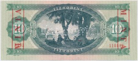 1975. 10Ft "A 102 - 1110080" sorozat és sorszámmal, piros "MINTA" felülnyomással...