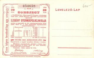 Árpád és a vezérek, hátoldalon sorsjegy Szegény gyermekpoliklinika javára / Árpád and the Seven chie...