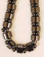 Hematit nyaklánc karkötővel fülbevalópárral, nyaklánc h: 40 cm