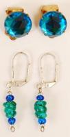Kék gyöngy nyaklánc1 pár fülklipsszel, 1 pár fülbevalóval