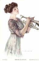 Maryland, my Maryland, lady with trumpet, The Knapp's Paul Heckscher No. 304-10. s: T. Earl Christy