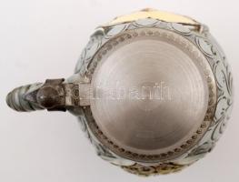 Marburgi kerámia kupa városi látképpel és címerrel, fém fedéllel, hibátlan, jelzett, m: 18 cm