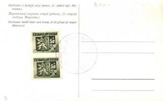 Partizáni si budujú novy domov / Partizans build their new house; 'I. vyrocie Slovenského povst...