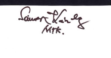 Sándor Károly (1928- ) válogatott labdarúgó (MTK) aláírása papírlapon.