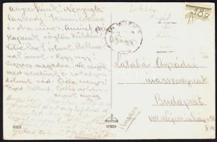 cca 1920-1930 Latabár Kálmán (1902-1970) és ifj. Latabár Árpád (1903-1961) színészek üdvözlő sorai és aláírásai Bécsből édesanyjuknak írt levelezőlapon.