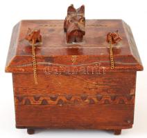 Kutyás fa zenélő ékszeres doboz/ Wood music playing box 18x14 cm