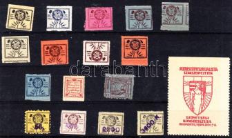 Keresztényszocialista fémmunkások 17 db tagdíj bélyeg