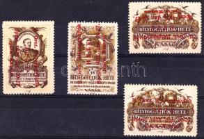 1922 Bélyeggyűjtők hete 4 db levélzáró felülnyomással