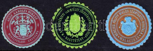Uradalmak és Tanintézetek 3 db pecsétbélyeg R!