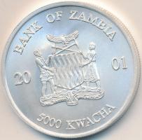 Zambia 2001. 5000K Ag "Afrikai vadvilág - Elefánt" (1oz/0.999) T:1 Zambia 2001. 5000 Kwacha Ag "African Wildlife - Elephant" (1oz/0.999) C:UNC