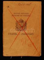 1923 Sopron, magyar útlevél különféle bejegyzésekkel, hosszabbításokkal.