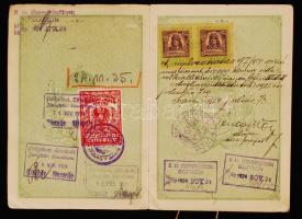 1923 Sopron, magyar útlevél különféle bejegyzésekkel, hosszabbításokkal
