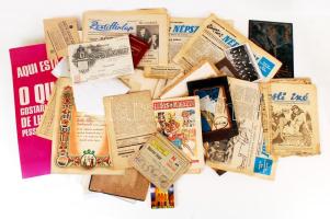 cca 1900-1950 Nagy, vegyes papírrégiség tétel, számlákkal, nyomtatványokkal, reklámmal
