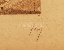 Fson jelzéssel: A párizsi Notre Dame. Papír, rézkarc, jelzett, 18x13 cm