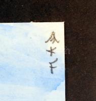 Olvashatatlan jelzéssel: Szénakazal a réten. Akvarell, papír, jelzett, üvegezett keretben, 29x22 cm