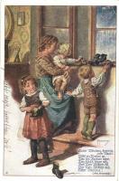 Cipőtisztítás Mikolásra, 'Deutsche Schulverein Karte Nr. 796.' s: F. Kuderna, Christmas, shoe shining 'Deutsche Schulverein Karte Nr. 796.' s: F. Kuderna