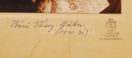 cca 1920 Báró Vécsey Gábor díszmagyarban. Strelisky fotó 18x24 cm, kartonon