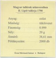 Magyar tallérok utánveretben "II. Lipót tallérja 1790" Ag emlékérem (20g/0.999/38,6mm) T:P...