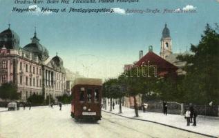 Nagyvárad, Rákóczi út, Pénzügyigazgatóság, villamos / street, financial Directorate, tram (EK)