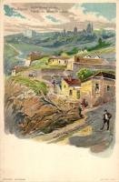 Budapest I. Tabán, Gellérthegyi részlet litho (EK)