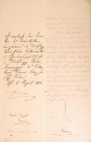 1896 Ferenc József osztrák császár és magyar király valamint Johann von Ledebur-Wicheln (1842-1903) cseh származású osztrák mezőgazdasági miniszter saját kezű aláírása német nyelvű előterjesztésen.