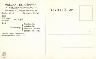 Firefighters, 'Műszaki és Gépipari Rt.' advertisement on the backside, artist signed (EB)