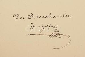 1906 Bécs, a Ferenc József-rend lovagi címét adományozó diploma, az uralkodó aláírásával és a rend k...