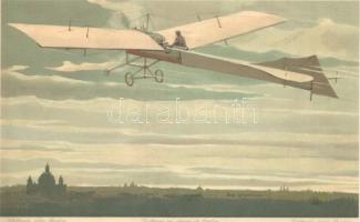 Latham über Berlin; Meissner & Buch, Aeroplane Serie 1715. / Lathams aeroplane above Berlin, litho
