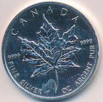 Kanada 1990. 5$ Ag "II. Erzsébet / Juharlevél" (1oz/0.999) T:BU (felületi karc)
Canada 199...