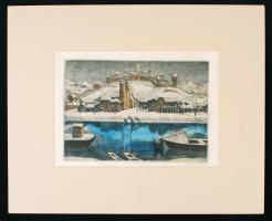 Fényes Adolf-Zádor Isván: Mesetáj. Színezett rézkarc, papír, jelzett, paszpartuban, 19×25 cm