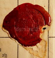 1899 Szolnok, Német nyelvű anyakönyvi kivonat sérült viaszpecséttel /
1899 Szolnok, Birth certificat...