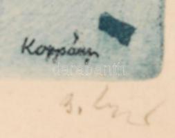 B. Koppány György: Estvéli harangszó (1930). Színes rézkarc, papír, jelzett, papír keretben, 10x13 c...